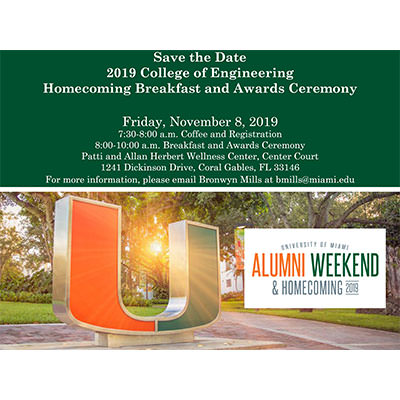 University of Miami College of Engineering Homecoming Breakfast and Awards Ceremony